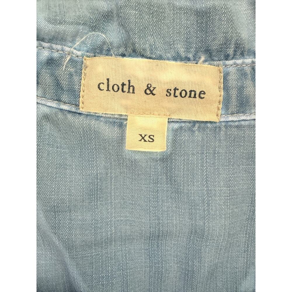Cloth & Stone Tencel Chambray Shirt Dress Light Blue Roll Sleeve XS - Picture 4 of 7